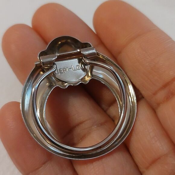 Vintage Jeri-Lou Silver Tone Knocker Style Scarf Ring - Picture 3 of 4